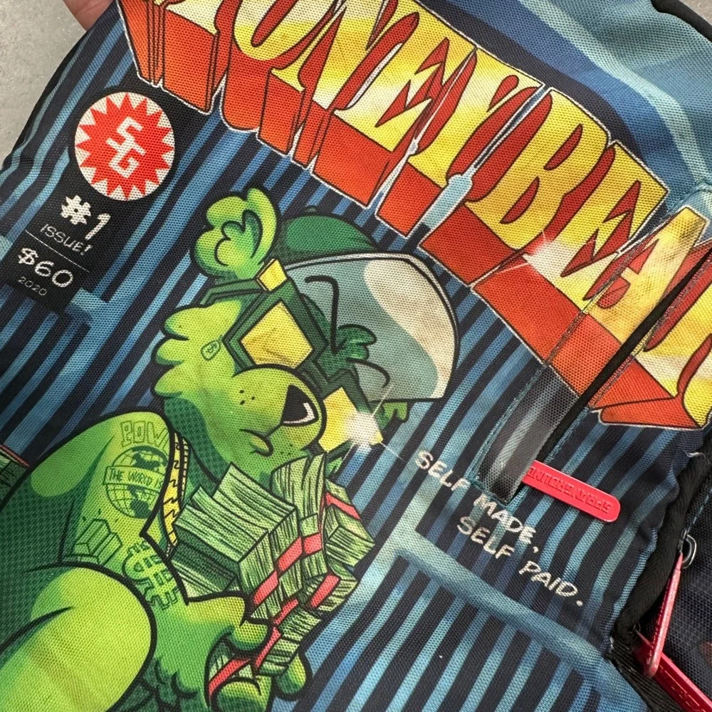 Sprayground Money Bear Limited Edition Comic Book Backpack Green Bear Cash